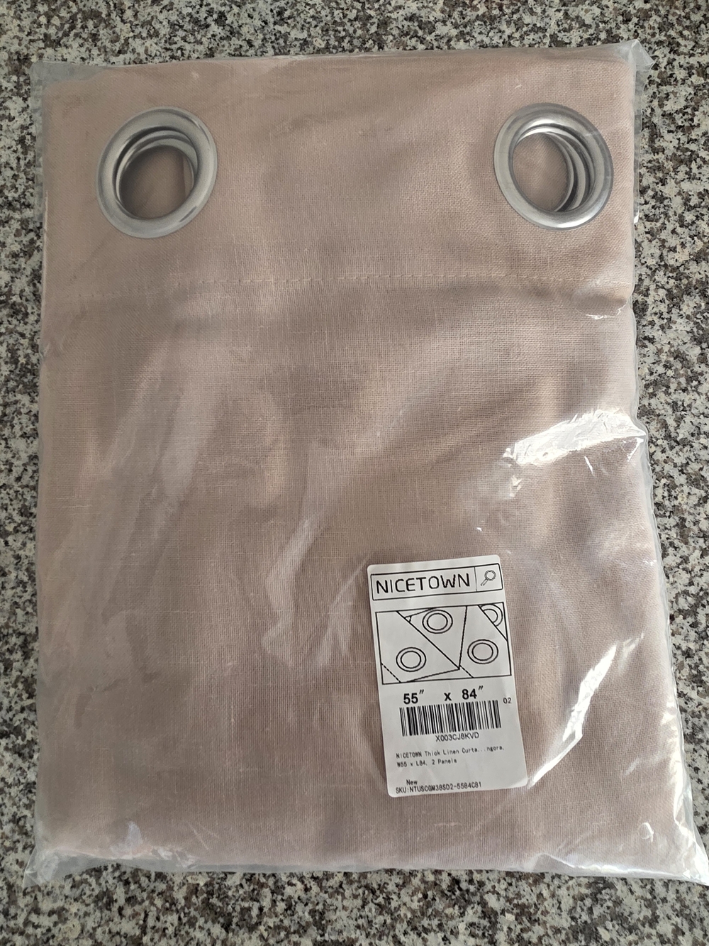 Linen-Blend Grommet Curtains in Beige - 2 Panels - Picture 2 of 3